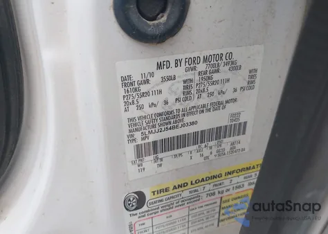 2011 Lincoln Navigator from USA, damaged, VIN 5LMJJ2J54BEJ03380